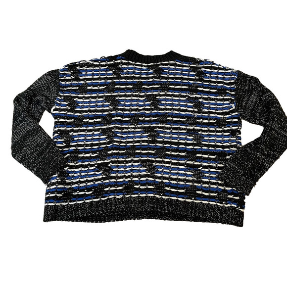 SILVIAN HEACH Crewneck Sweater Boxy Oversized Knit Woven Bouclé Black White Blue - Picture 11 of 14